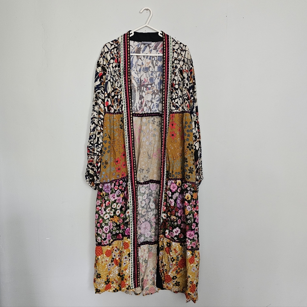 NWOT Anthro Conditions Apply Floral Patchwork Kimono Sweater
